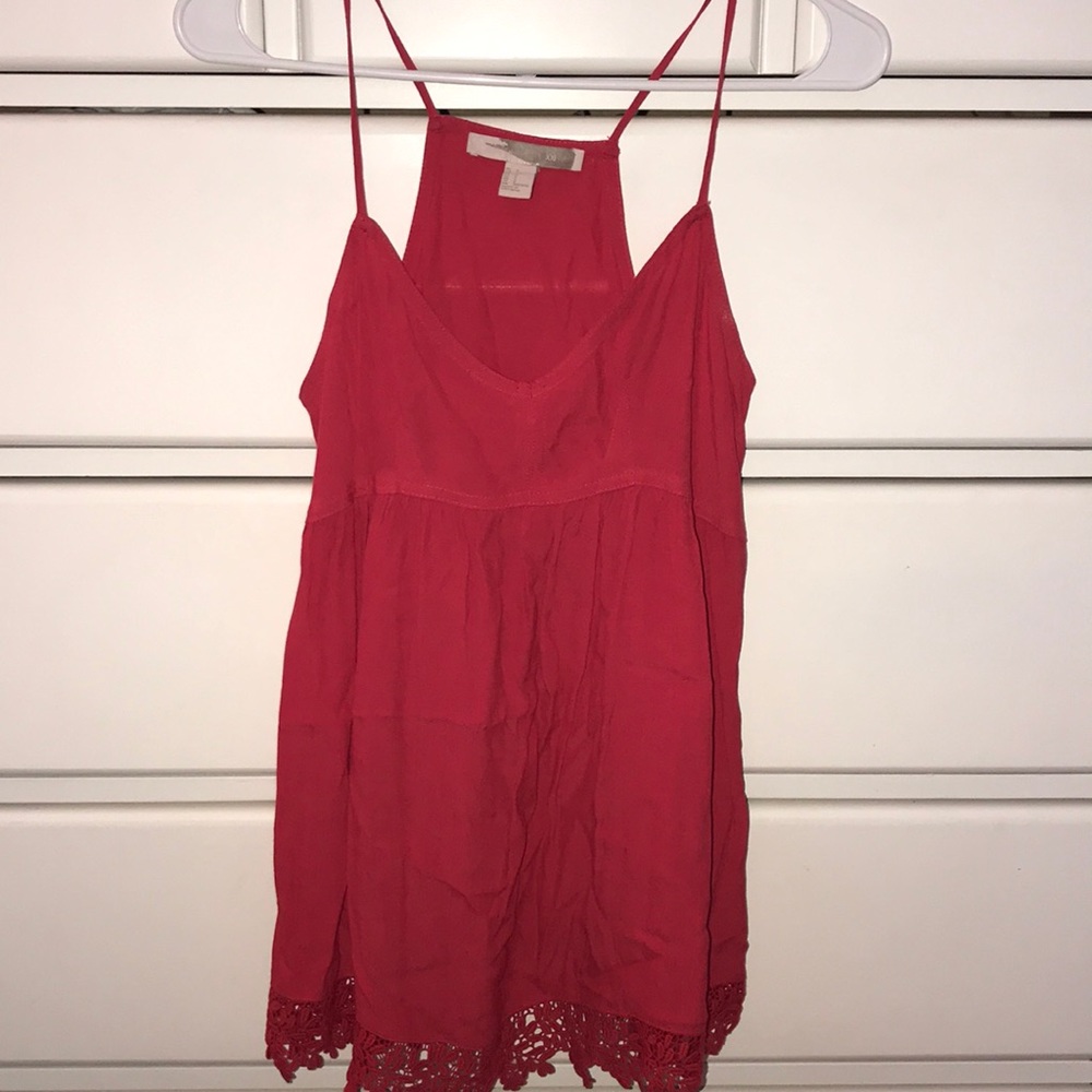 Hot pink tank top with lace detail!